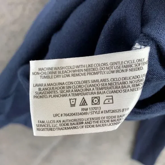 Eddie Bauer Shirt Men's Large Adult Blue Tee Outdoors Polyester Logo - Picture 10 of 12